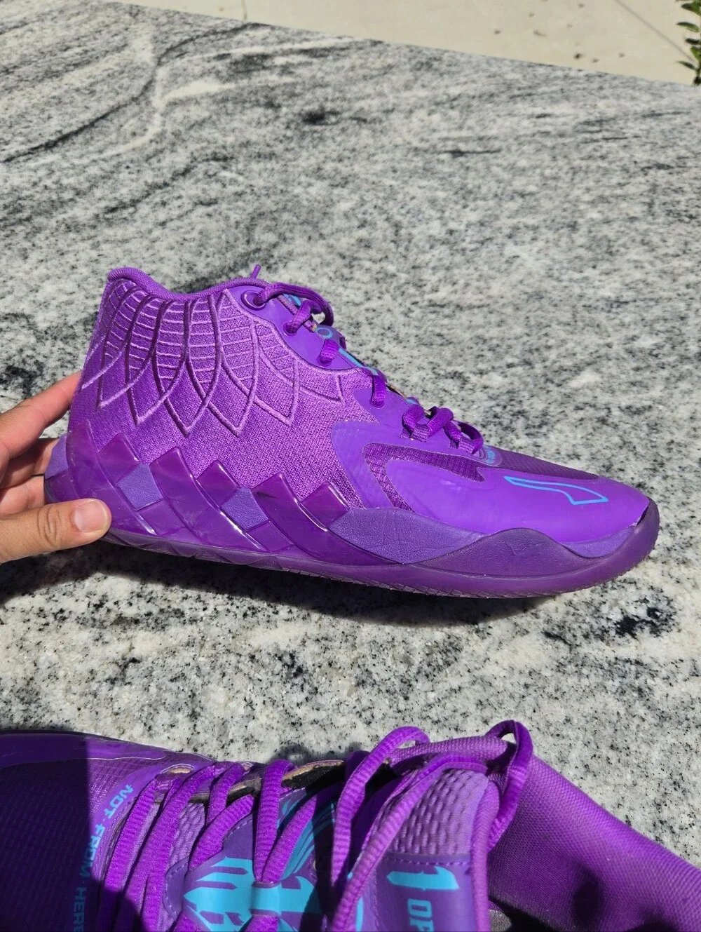 Puma Purple Lamelo Ball Athletic Shoes with Teal Accents